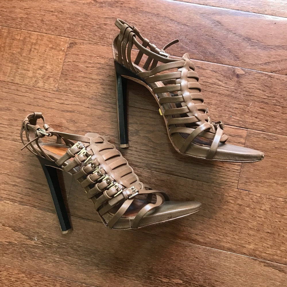 L.A.M.B Nude Leather Sandal